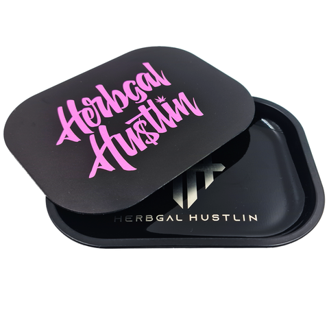 Pink Script Herbgal Hustling Rolling Tray