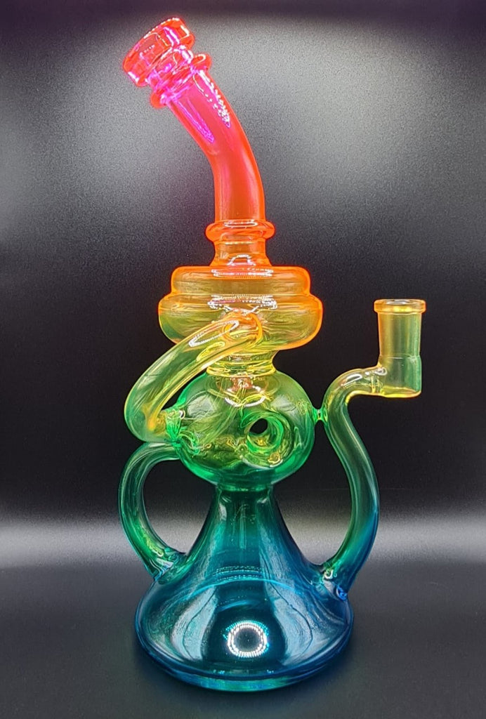 10" Glass Recycler Dab Rig - Rainbow Coloured