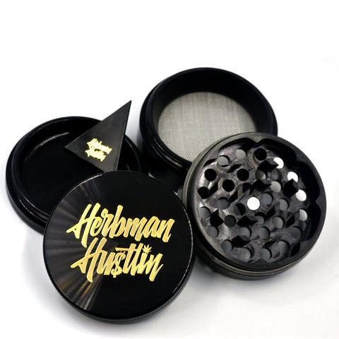 Herbman Black/Gold Script Grinder 60mm 4 Piece