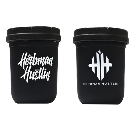 Black / White Herbman Hustlin Re:Stash Jar 8 Oz