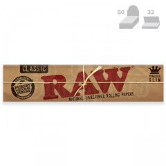 RAW Classic KingSize Slim Natural Rolling Papers (32/Papers, 50/Box)