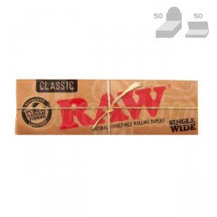 RAW Classic Single Wide Natural Rolling Papers (50/Papers, 50/Box)
