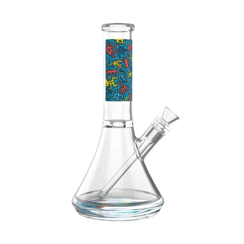 Blue Keith Haring Glass Water Pipe